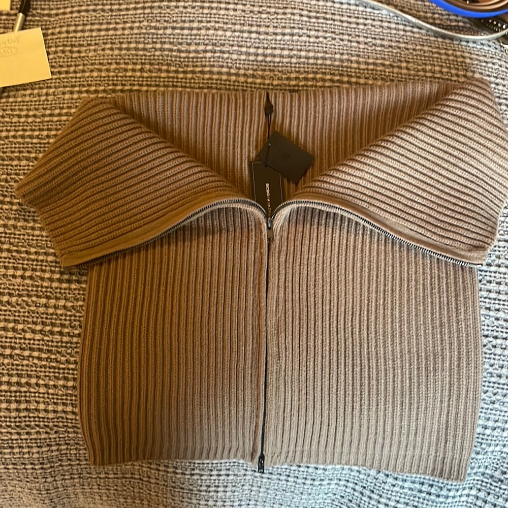 BCBG Max Azria sweater shawl with zipper detail